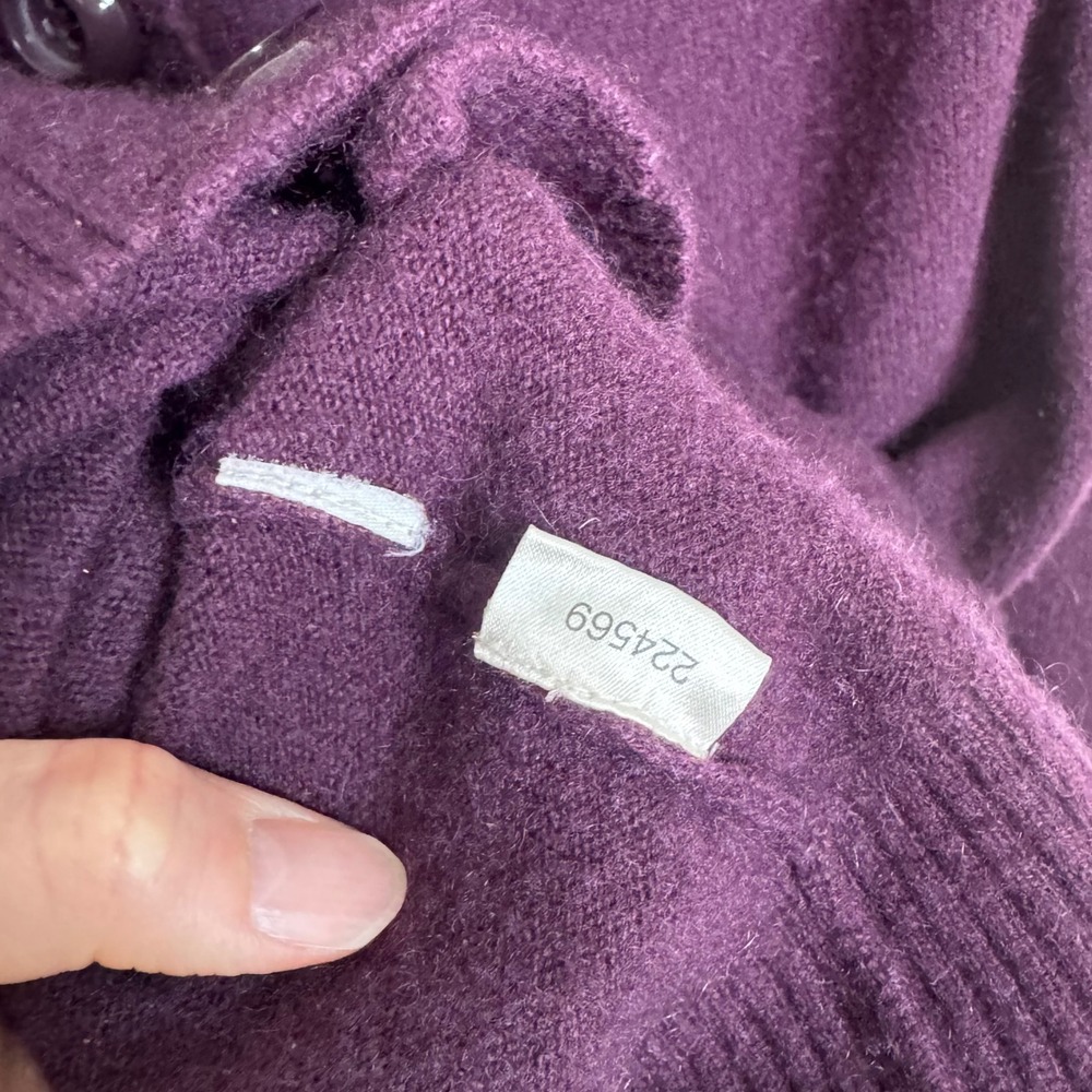 Ann Taylor Cashmere Cardigan Plum Purple Shawl Collar Button Front Sweater M - Picture 10 of 10